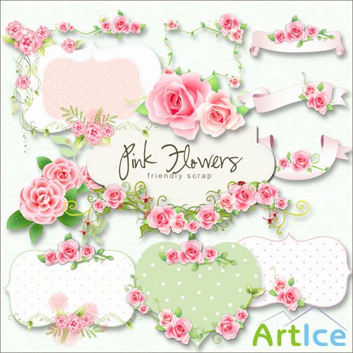 Scrap-kit - Pink Flower Labels