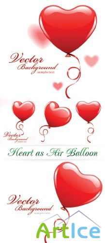 Heart as Air Balloon with Ribbon |      