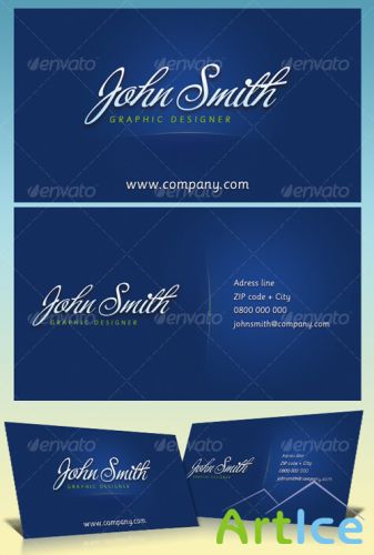 Blue business cards for graphic designers - GraphicRiver