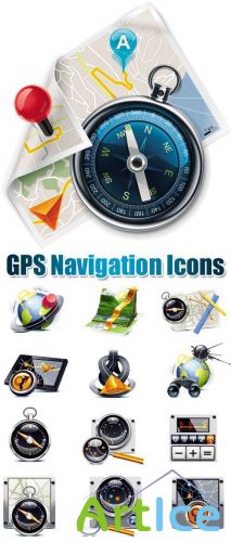 GPS Navigation Icons Vector