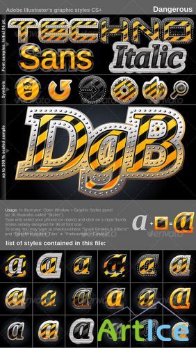 Illustrator Graphic Styles. Dangerous  GraphicRiver