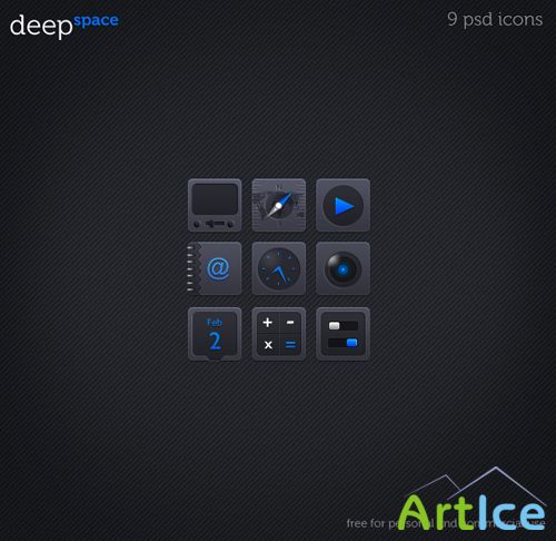 Deep space PSD Icons