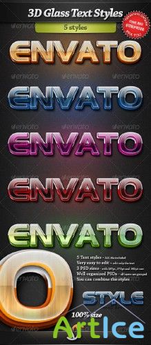 3D Glass Photoshop Text Styles - GraphicRiver | 3D    