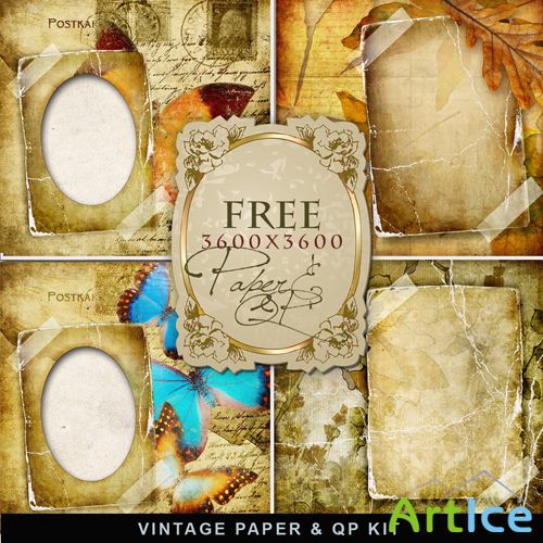 Scrap-kit - Vintage Style Paper & QP