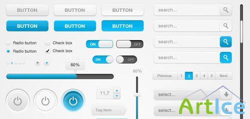 White and Blue Web Elements Pack