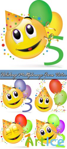 Holidays Multfilmnye Faces Vector