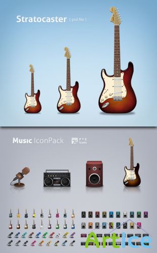 Music Icon Pack & Guitar Classic PSD Source File