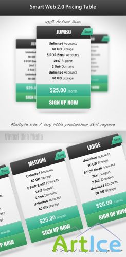 Smart Web 2.0 Pricing Table - GraphicRiver