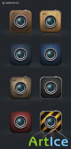 cameras icons free psd file