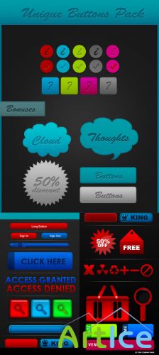 Unique Buttons, Ultimate Icons and Web Elements Pack