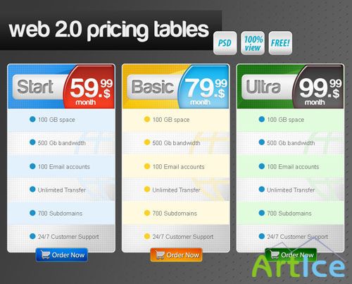 Web 2.0 Pricing Tables