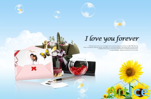 PSD romantic background - I love you