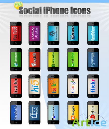 PSD Template - Social iPhone Icons Set