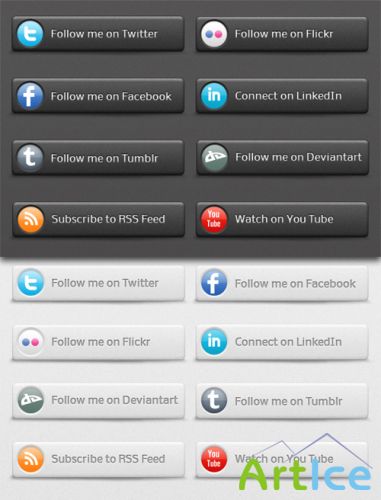 Social Network Buttons - dark & night