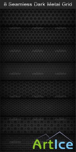 8 Seamless Dark Metal Grid Patterns - GraphicRiver