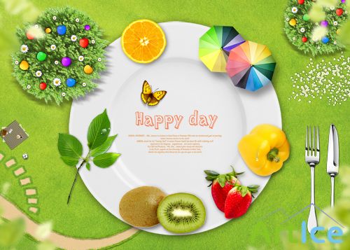 PSD source - Plate - Happy Day