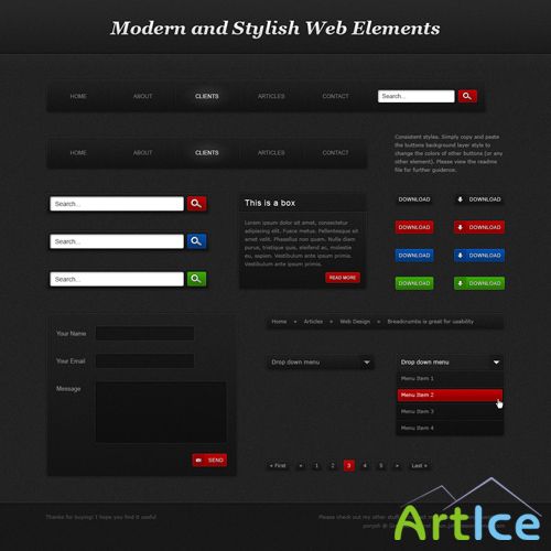 Modern and stylish web elements