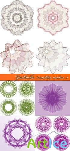 Guilloche, rosettes vector 3