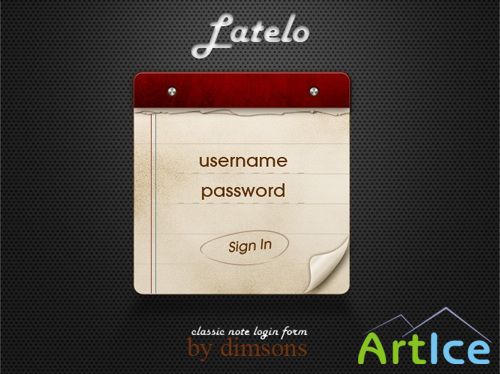 Latelo classic note login form