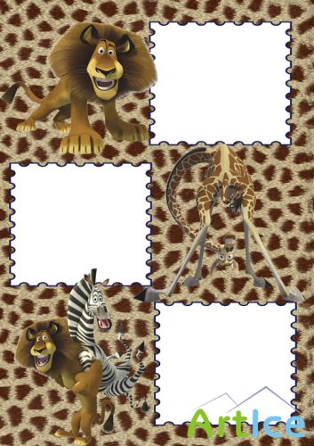 Photo Frame - The Lion, giraffe and zebra