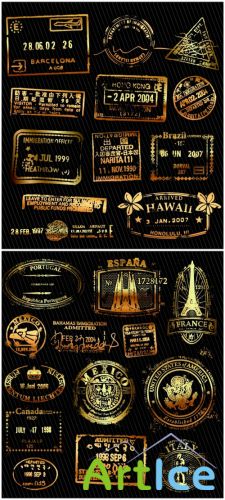 Golden Stamps Vector - Stamp, vector, gold