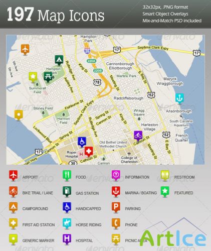 GraphicRiver - 197 Ultimate GPS / Travel Map Location Icons