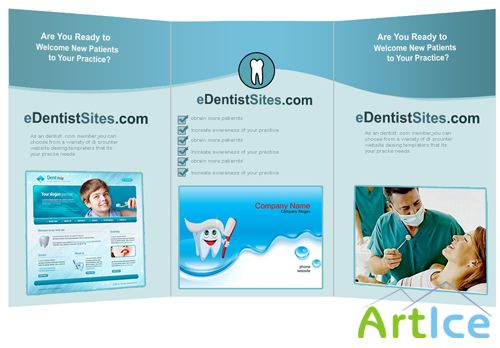 High Resolution Dentist Tri Fold Brochure in PSD Format