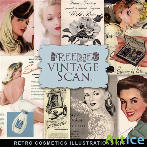 Scrap-kit - Retro Style Cosmetics Illustrations #2