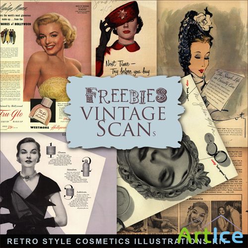 Scrap-kit - Retro Style Cosmetics Illustrations #1