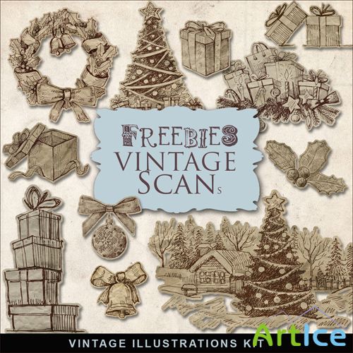 Scrap-kit - X-mas Vintage Illustrations #1