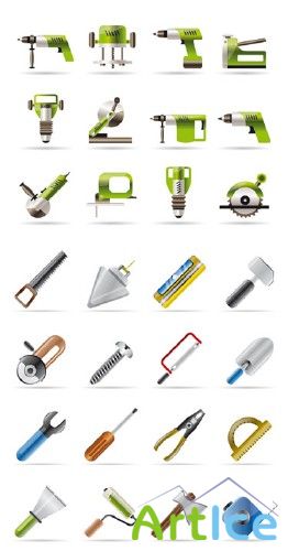 Hand Tools and Power Tools - Vector Icons