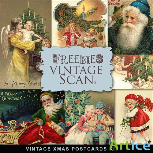 Scrap-kit - Vintage X-mas Postcards #1