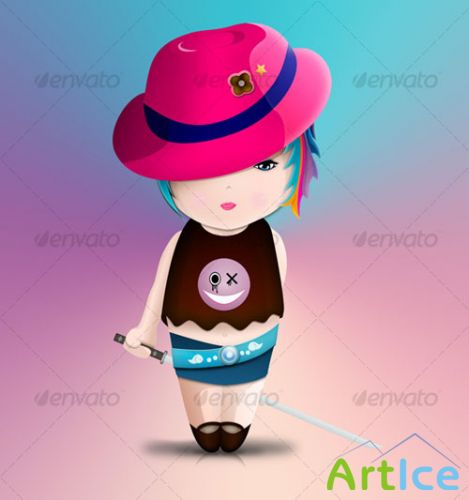 GraphicRiver - Cute samurai little girl