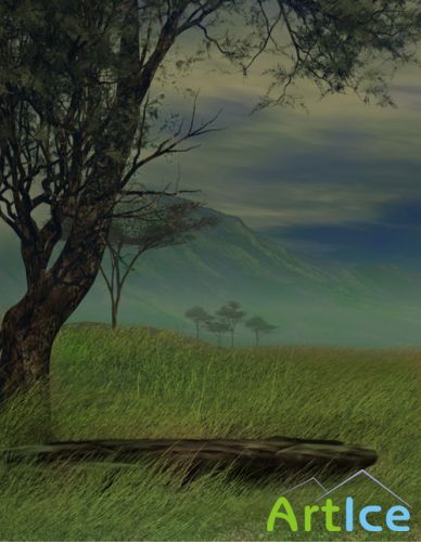 Green Grassland Background PSD