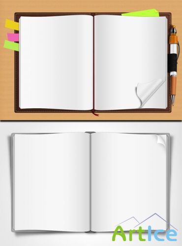 Opened Book and Notepad