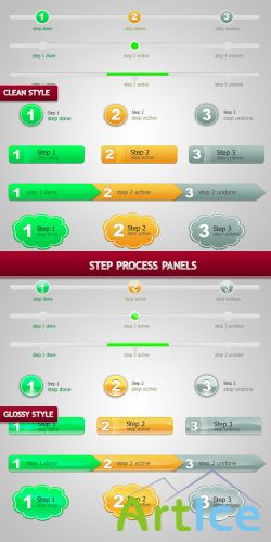 Step process panels sets psd