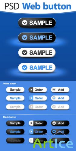 Blue Web Button psd