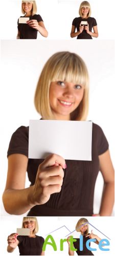 Photo Cliparts - Girl with sheet paper