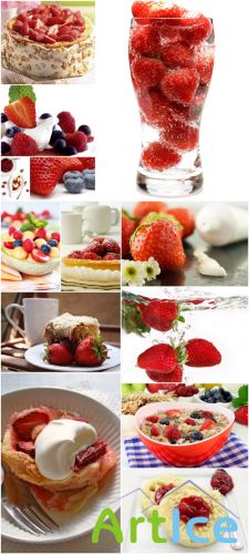 Berry Desert Cliparts - Berry desserts and sweets, strawberries, blueberries