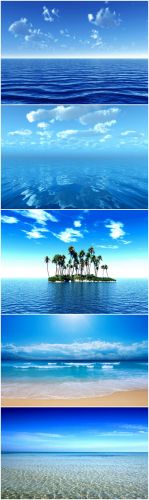 Blue Sea Cliparts - blue sea, island, waves