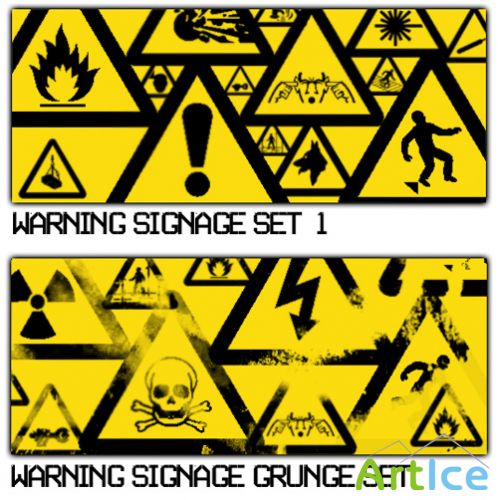 Warning Brushes Grunge Set