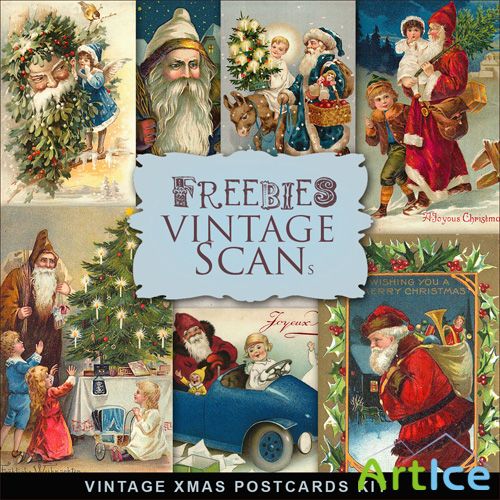 Scrap-kit - Vintage X-mas Postcards #4