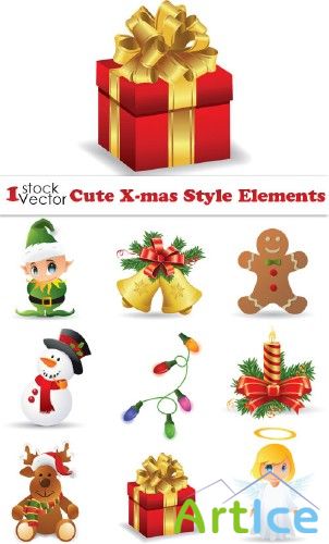 Cute X-mas Style Elements Vector