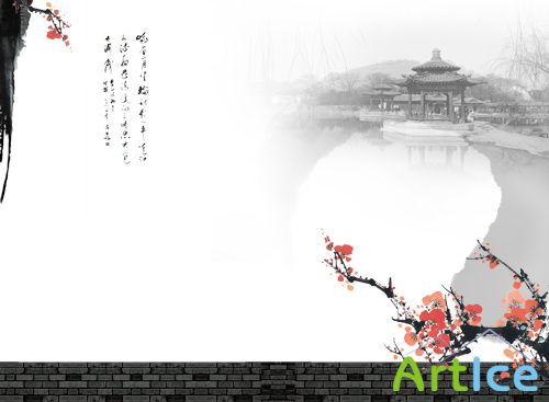 Background of classical Chinese elements layered PSD template