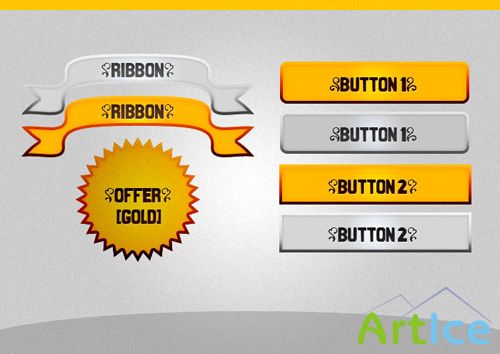 Gold Buttons Set PSD