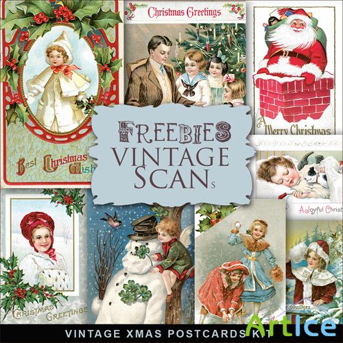 Scrap-kit - Vintage X-mas Postcards #9