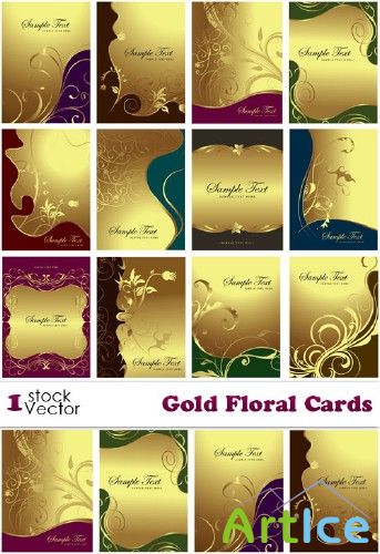 Gold Floral Cards Vector