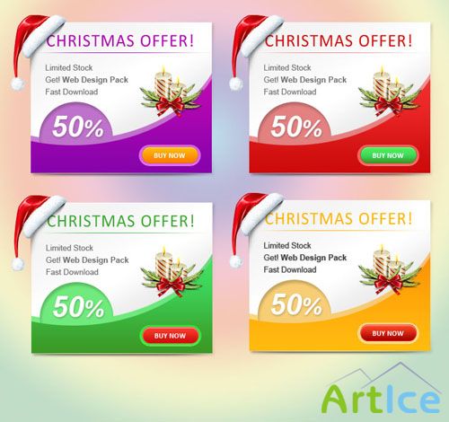 Christmas Web Banner Set PSD Template