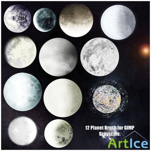 12 Planet Brushes Set for GIMP