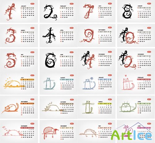 alendar Template 2012 Vector